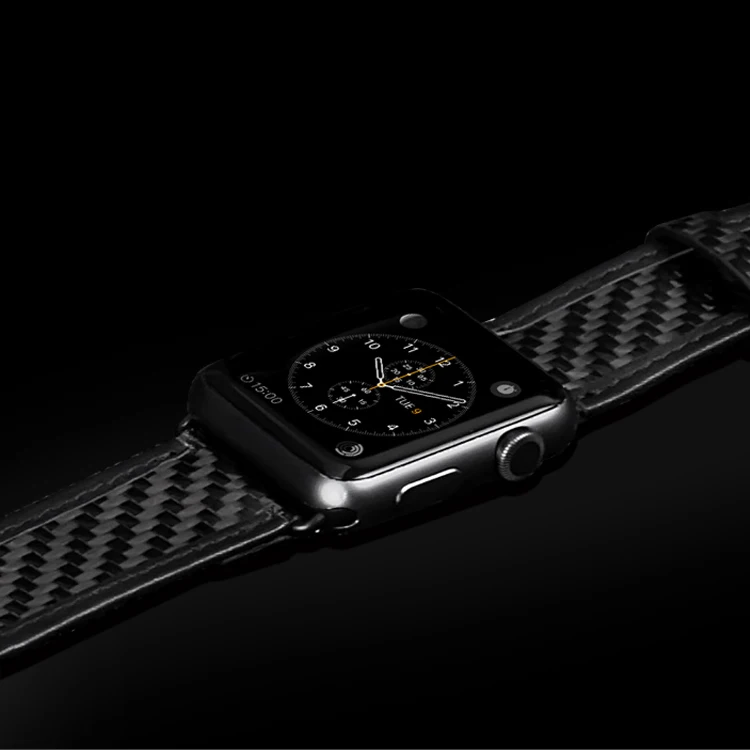 Высококачественный ремешок из настоящего углеродного волокна для часов Apple Watch Series 4 1 2 3 iWatch, браслет для часов 38 мм 42 мм