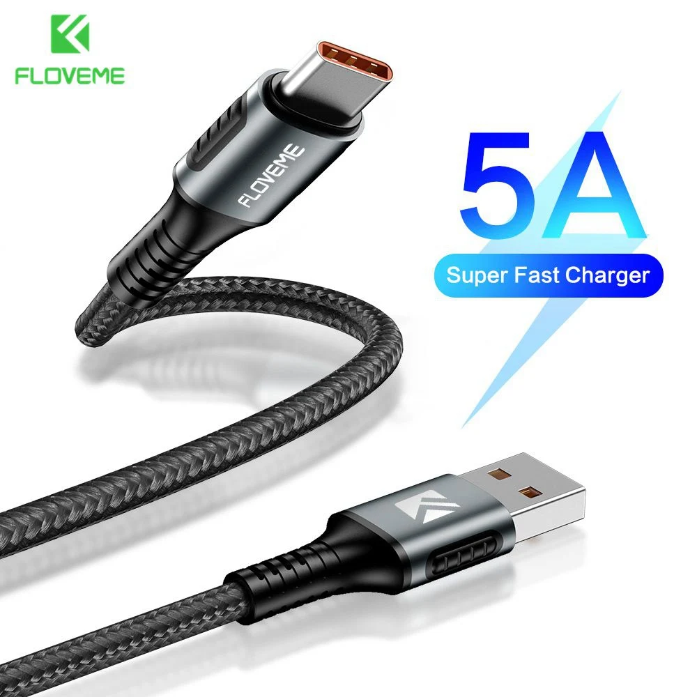 

FLOVEME 5A USB Type C Cable For Huawei Mate 20 Pro Lite P30 P20 QC 3.0 Fast Charging USB Data Cable For Samsung S10 S9 S8 Plus