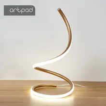 ArtPad, Современный художественный декор, светодиодный светильник для гостиной, спальни, освещение, 110 В, 220 В, спиральная прикроватная Настольная лампа с ЕС/США 15 Вт