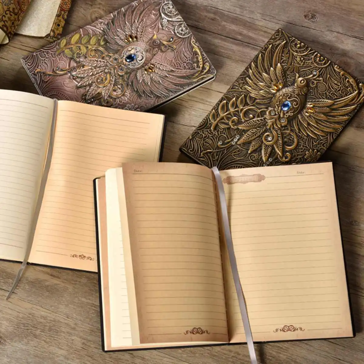 

Embossed Phoenix Notebook Diary Journal Notebook Leather Handcraft Bible Book Travel Planner School Office Gift Vintage