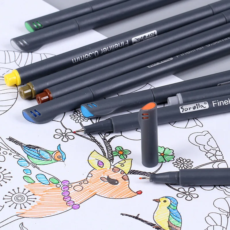 

0.4mm Fine line Drawing Pen For Manga Cartoon Design 12 Colors Water Based Pens Office School Supplies Stationery Sketch Markers