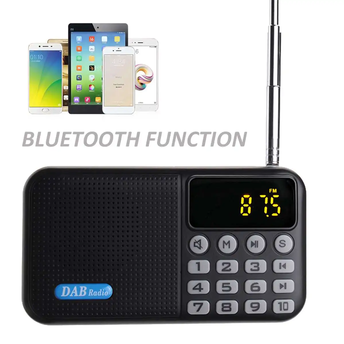 Портативный радио плеер приемник Цифровой DAB+ FM радио bluetooth стерео динамик открытый FM приемник музыкальный плеер с ремешком