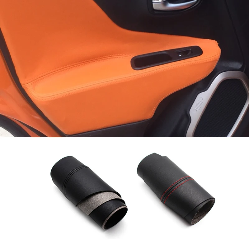 

For Jeep Renegade 2015 2016 2017 4pcs Microfiber Leather Door Armrest Panel Cover Protection Trim