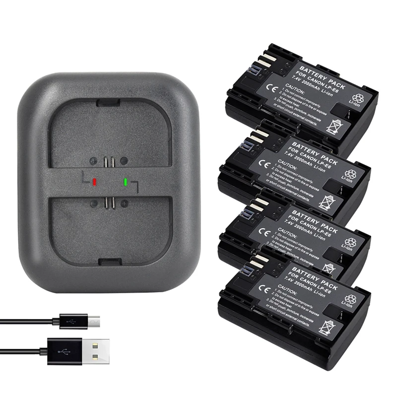 LP E6 E6N батарея Япония Sanyo Cell + Led Dual USB зарядное устройство для Canon EOS 6D 7D 5DS 5DSR 5D Mark II 60D