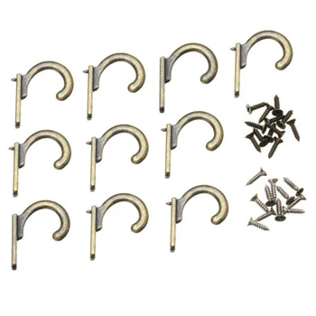 

10pcs Antique Brass Wall Mounted Hook Key Holder Letter Rack Hanger Hanging Decor Organizer Kitchen Dining & Bar Tool