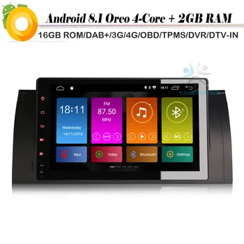 

9" DAB+ Android 8.1 Autoradio Sat Nav Radio WiFi 4G GPS DVR Bluetooth DVT-IN Car Multimedia Player for BMW 5 serie E39 E53 X5 M5