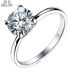 HELON Solid 14KT кольцо из белого золота Муассанит 1.5CT обручальное кольцо тест положительные муассаниты бриллиантовые Свадебные ювелирные изделия для женщин