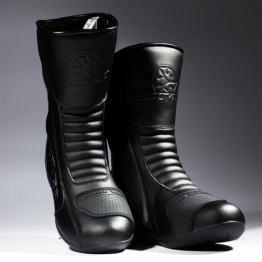 SCOYCO Touring Motorboats Moto motociclista Botas de motocicleta para montar hombres Botas de Moto zapatos impermeables Botas de zapato Botas