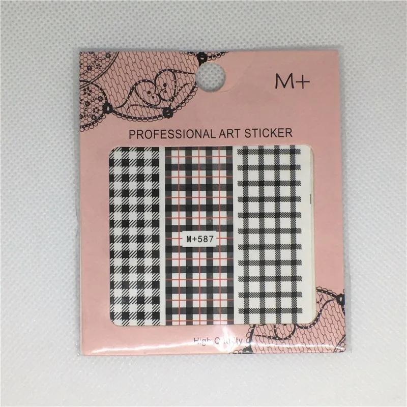 

Stripes Checks Pattern Nail Art Stickers Sexy Japanese Style 3d Decorative Water Decals Diy Charms Manicure Decoration For Salon