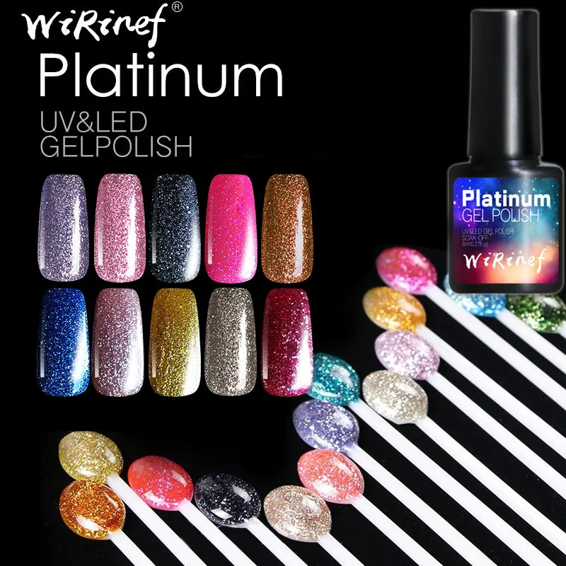 

WiRinef Glitter Platinum Gel Color Coat Long Lasting Chrome Shiny Nail Gel Polish 8ml Nail Manicure Gel Varnish