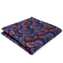 CH13 мужской, карманный, квадратный темно-синий оранжевый абстрактный Шелковый платок с пейсли, модный платок в стиле кэжуал 12,6"
