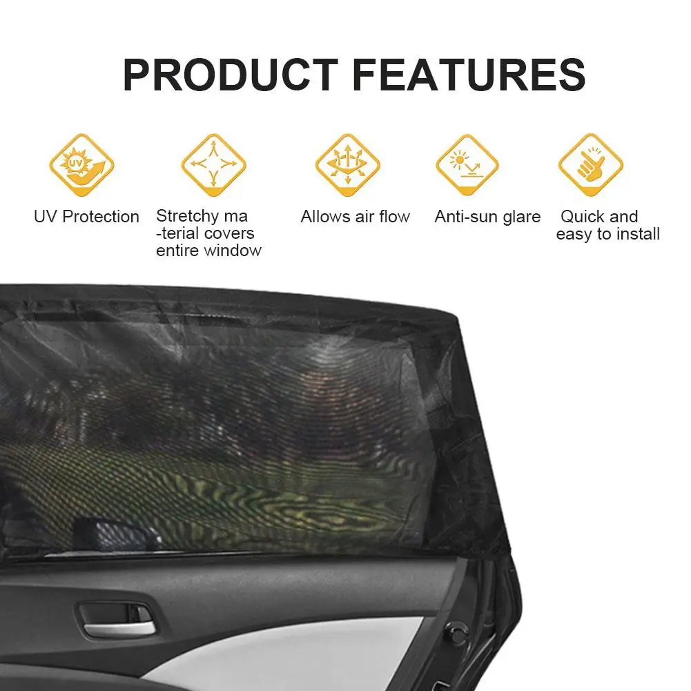 

2PCS Car Window Sunshade Side Window Sunshade Curtain Mesh Sun Heat Block SUV Special Mosquito Resistant Screen Window