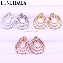 5 пар дизайн микро паве кубического циркония серьга-гвоздик капля серьги для женщин вечерние/свадебные украшения, серьги