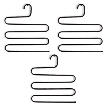 

SZS Hot 3PCS 5-Layer S-Type Multifunction Metal Non-Slip Trousers Pants Skirts Jeans Scarf Rack Hanger Organizer for Cabinet C