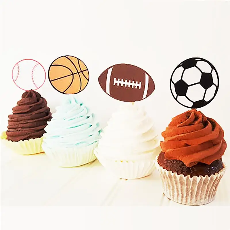 

5pcs Football Cake Hat Cartoon Play Sport Boys Party Cup Cake Toppers Picks Kids Birthday Family Party Decoration Supplies