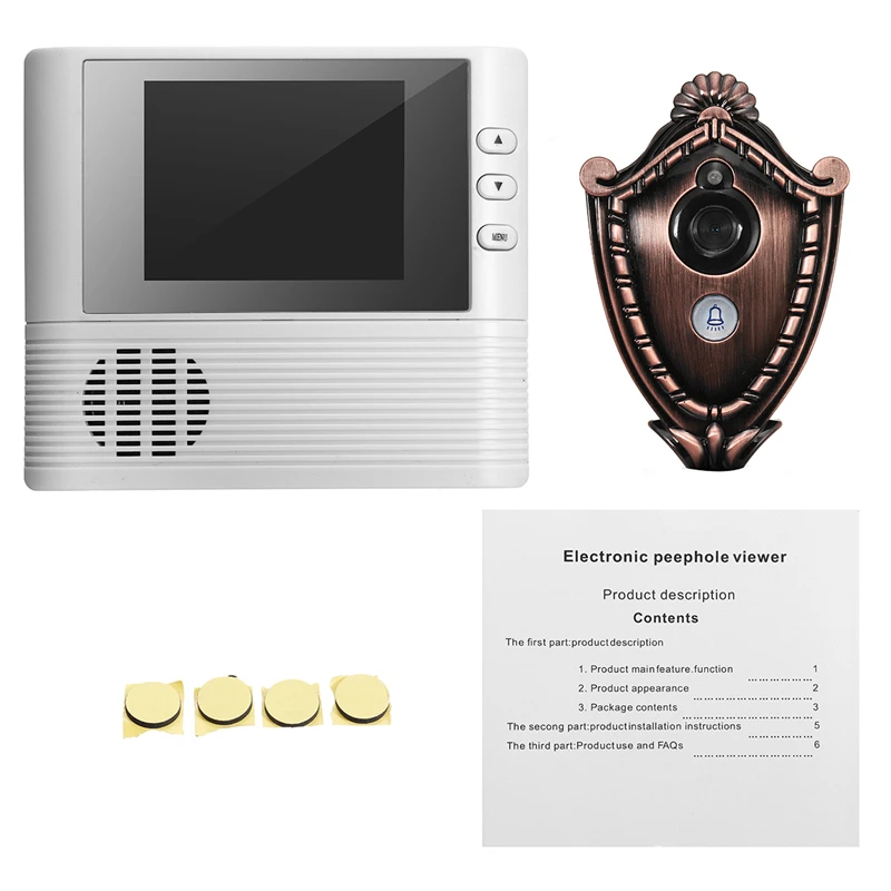 

2.8 inch LCD Sceen White Infrared Night Vision HD Camera Door Bell Visible Door viewer Home Security Automatic Alarm
