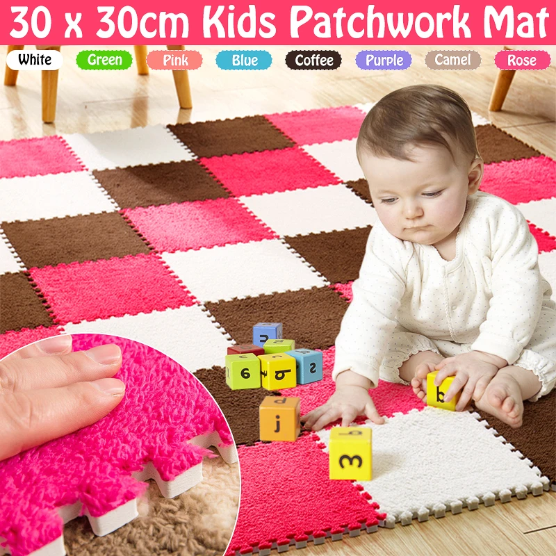 

6pcs Living Room bedroom Children Kids Soft Carpet Magic Patchwork Jigsaw Splice Heads Climbing Baby Mat 30*30cm