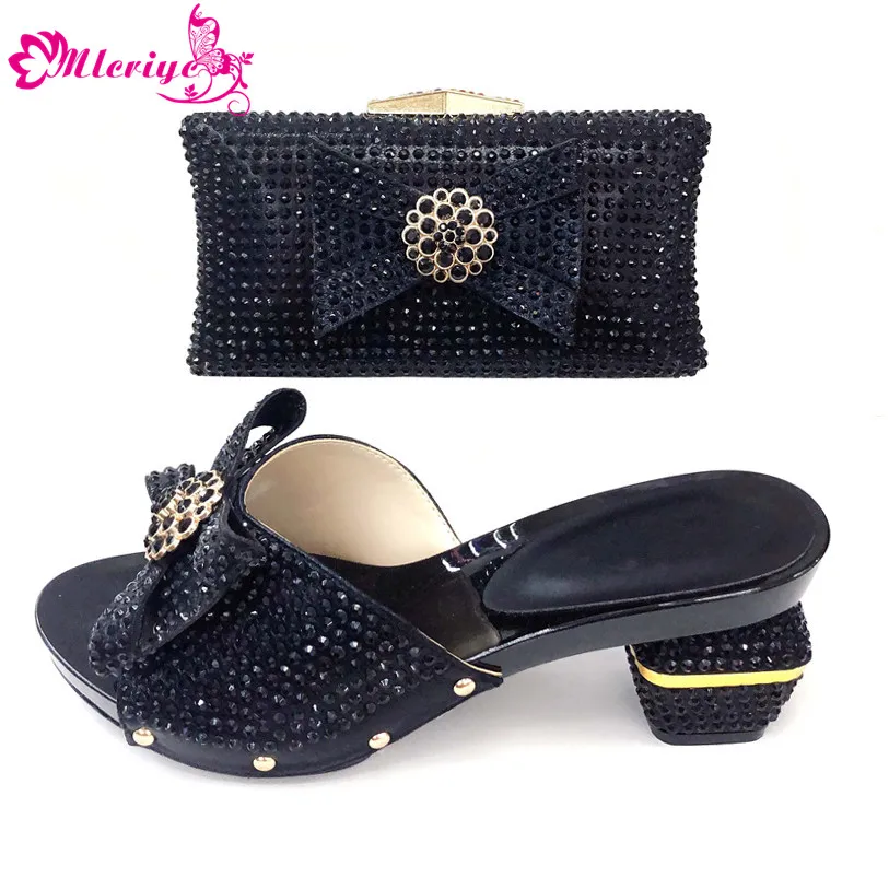 

Latest Shoes and Bag Sets Decorated with Rhinestone African Shoes and Bag Set for Party In Women High Heels Women Party Pump