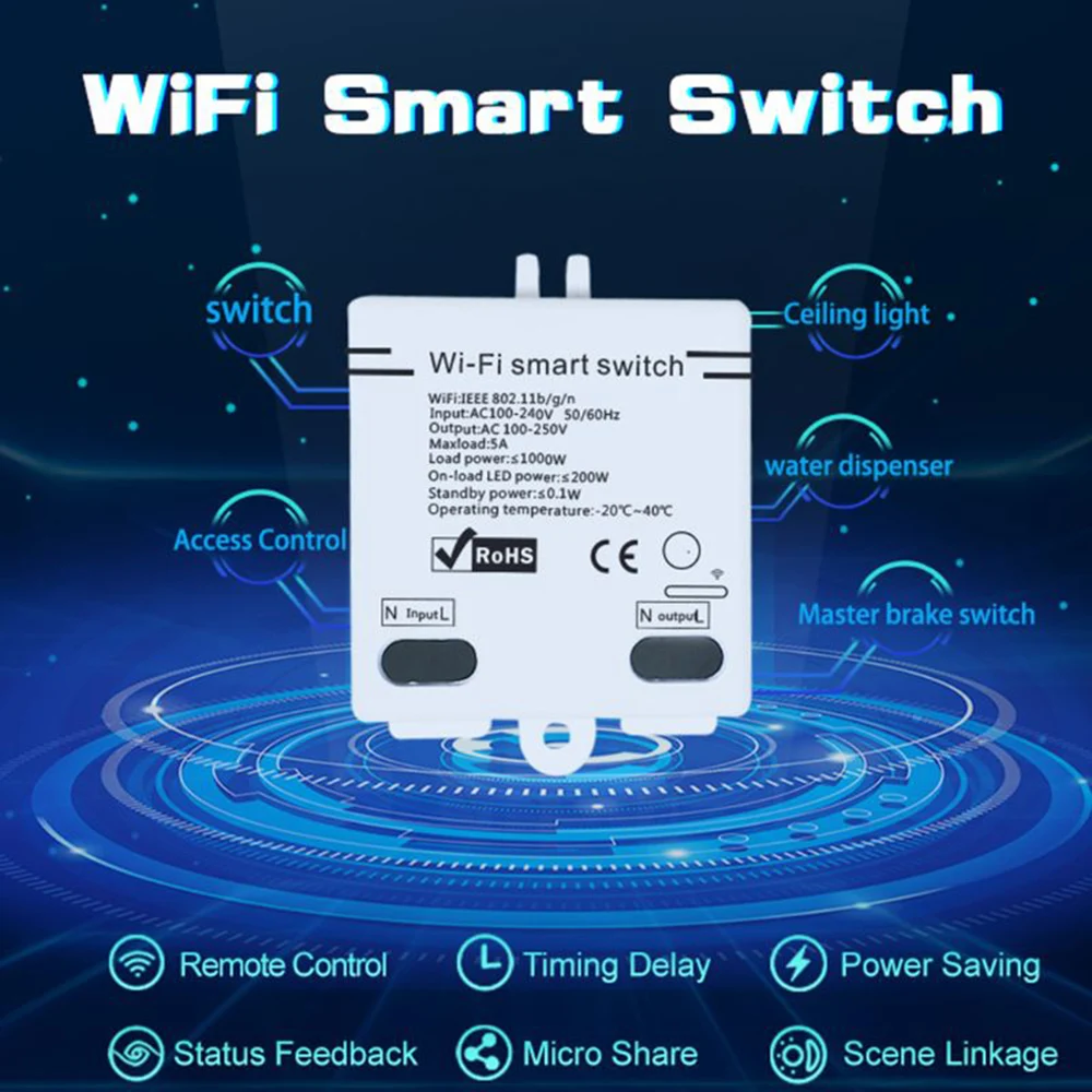 Wifi переключатель таймер беспроводное приложение дистанционное управление Умный домашний модуль AC100-240V 5A для бытовой техники и ламп