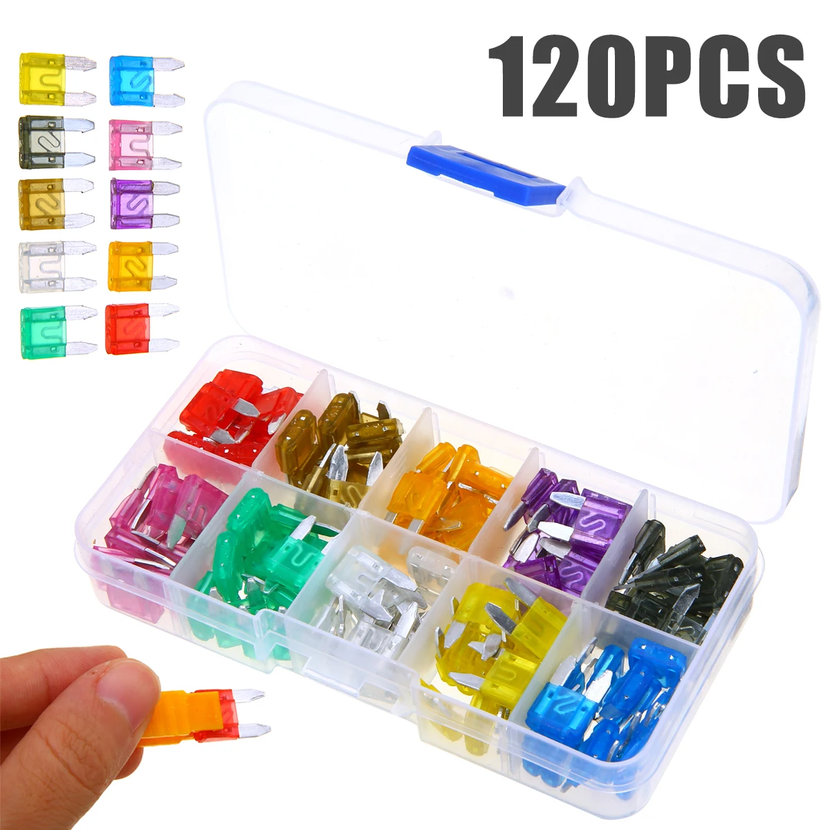 

120pcs Mini Car Vans Blade Fuses Assorted Kit 2A 3A 5A 7.5A 10A 15A 20A 25A 30A 35A High Quality