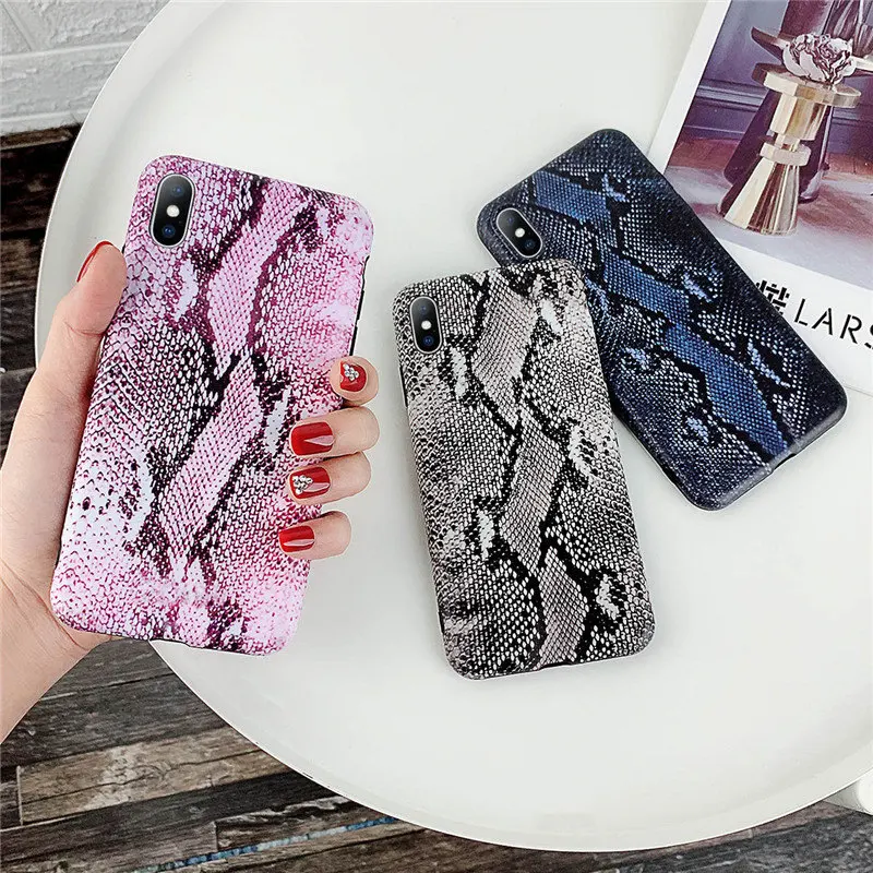 

Ottwn Luxury Snake Skin Leather Phone Case For iPhone 7 6 6s 8 Plus X XR XS Max Crocodile Texture Cases Soft IMD Back Cover 2019