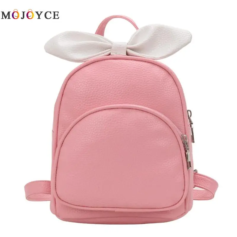 

Sweet Bowknot PU Leather Backpack Women Shoulder Teenager Girls Travel School Mini Backpack