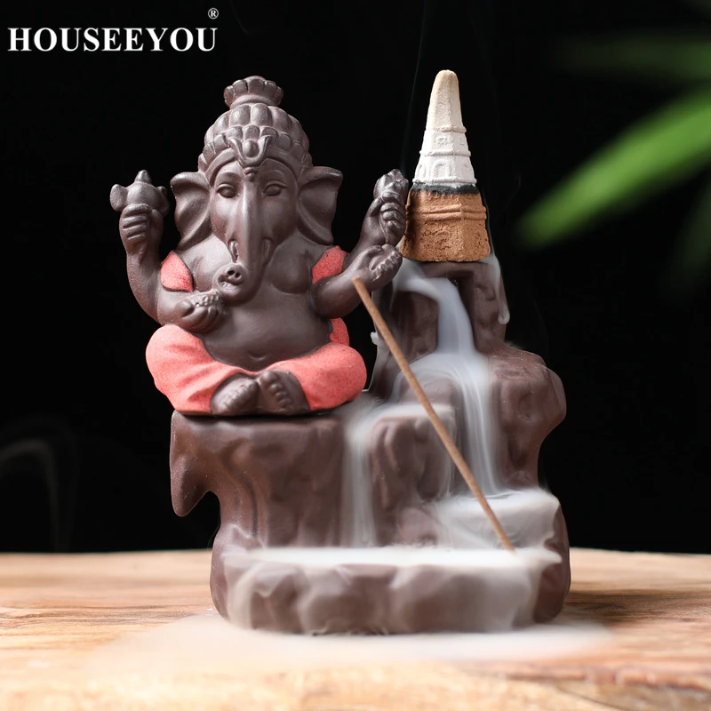 Благовония в форме Будды Ganesha + 20 бесплатных конусов креативный держатель для