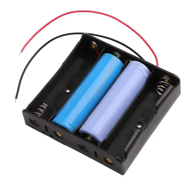 

Plastic AA Battery Storage Box 4 Slot DIY Batteries Clip with Wire Lead Pin
