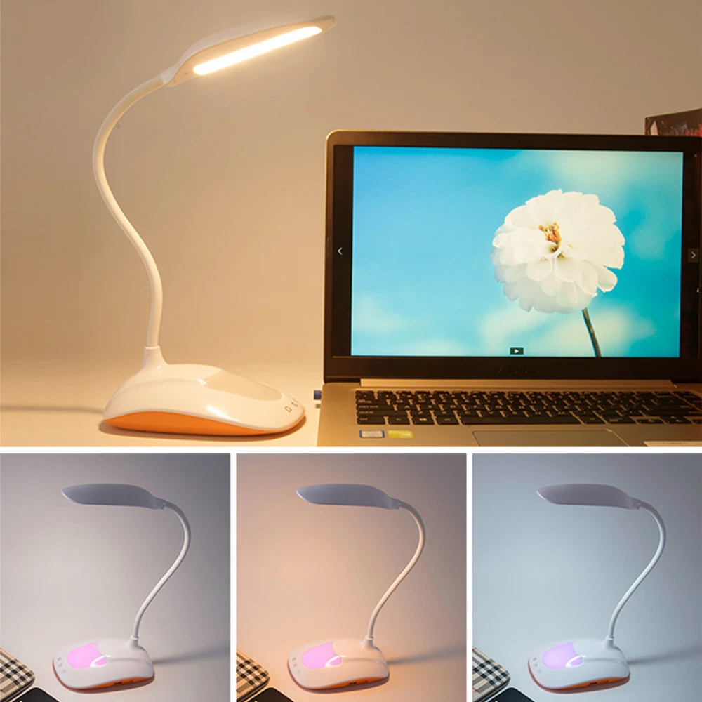 Перезаряжаемая настольная Светодиодная лампа с регулируемой яркостью и USB