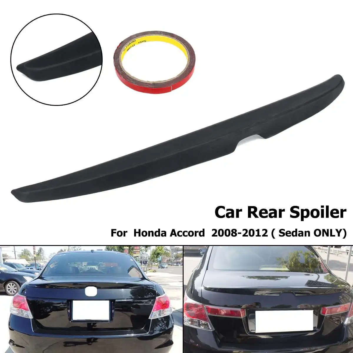 

Matte Black Unpainted Rear Trunk Lip Wing Spoiler For Honda for Accord 4DR Sedan 2008 2009 2010 2011 2012 ABS Plastic