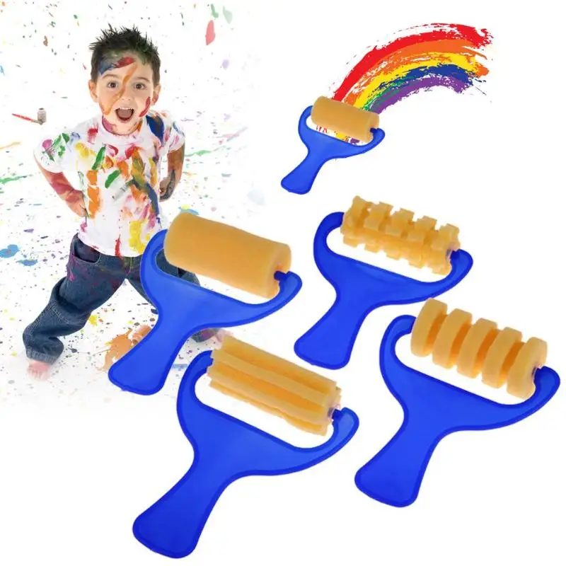

4pcs Baby Creative Drawing Toys Kid Yellow Sponge Brush Children Painting Drawing Graffiti Roller Tool Seal drawing toys