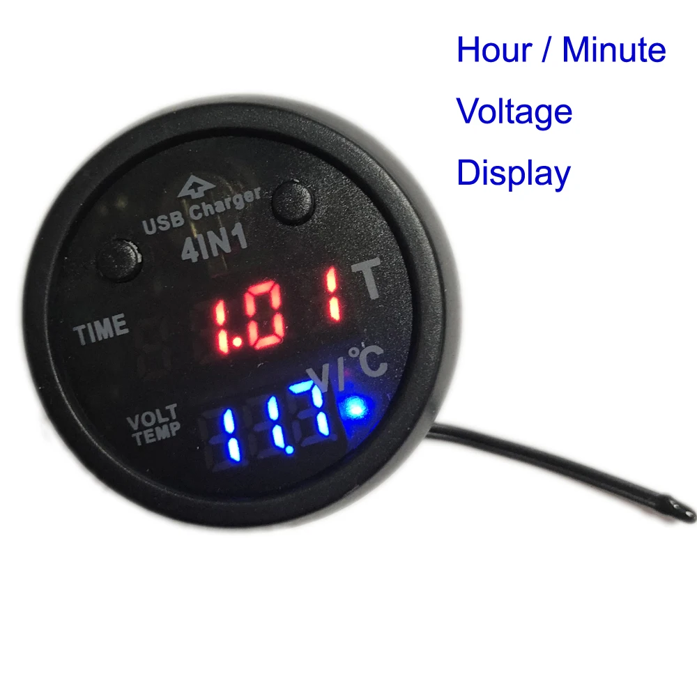 Многофункциональный 4 в 1 вольтметр электронные часы термометр измеритель напряжения автомобильный прикуриватель