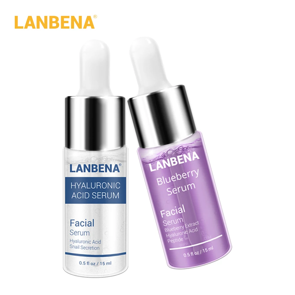 

LANBENA Blueberry Serum+Hyaluronic Acid Serum Essence Moisturizing Reduces Fine Line Whitening Anti-Aging Wrinkle Skin Care 2PCS