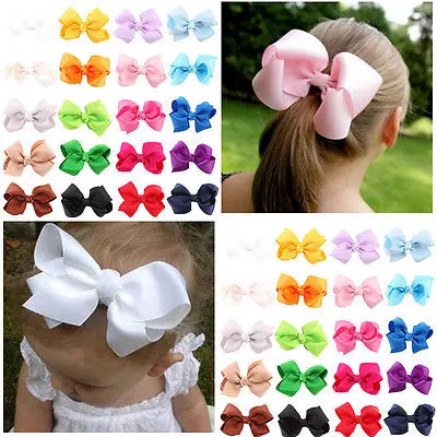 20PCS Kids Baby Girls Boutique Ribbon Bowknot Alligator Hair Clip Bow Hairpins Accessories Mixed Assorted 20Colors | Детская одежда и