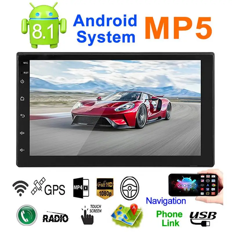 Android 8 1 Автомобильный мультимедийный плеер 7 дюймов сенсорный экран Кнопка HD Bluetooth
