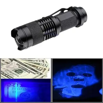 

Q5 395 UV Purple Light Flashlight Telescoping Zoom Money Checker Torch AA Battery For Marker Checker Detection