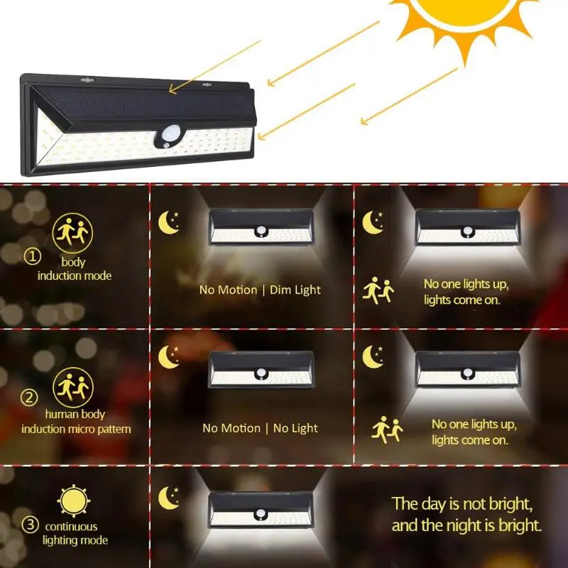 

92 LED PIR Motion Sensor Solar Garden Light 1300LM Waterproof 120 Degrees Outdoor Pool Door Lighting Security LED Lamp