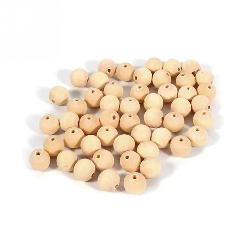 100pcs Round Wood Spacer Bead Natural Unpainted Unfinishe Wooden Beads ...