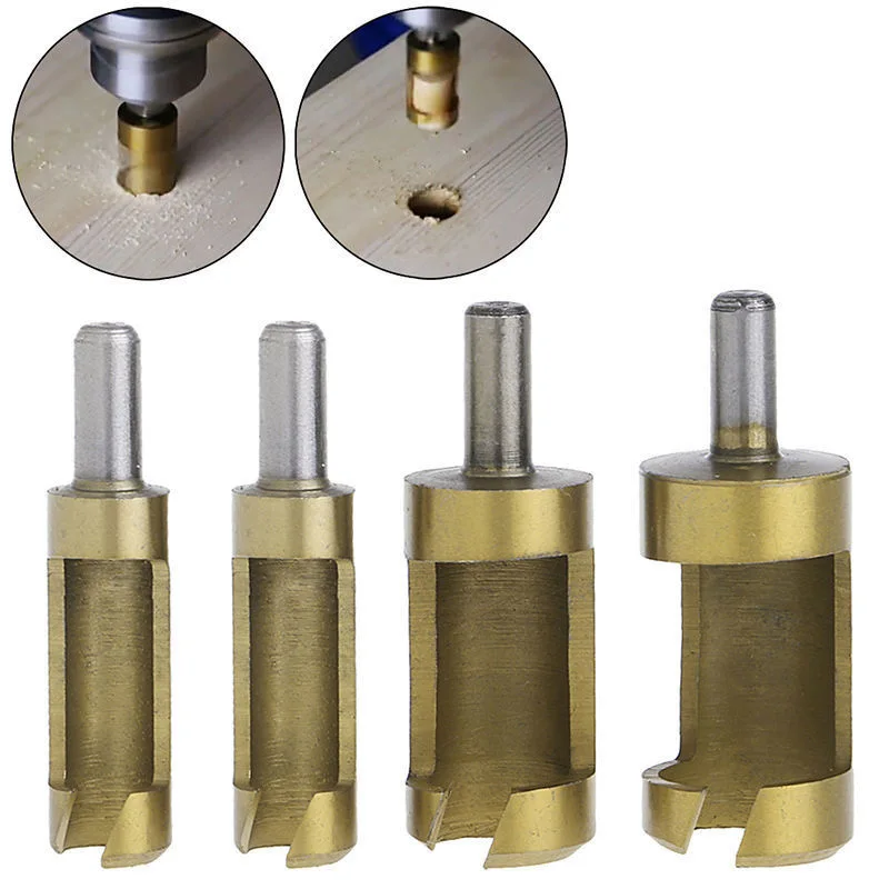  Hot 4pcs Wood Plug Cutter Cutting Tool Woodwork Plug Cutting Drill Bit Set Claw Cork Drill 1/4 Roun