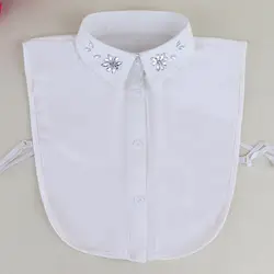 Новая рубашка Dickie с украшением, белая рубашка с цветочным принтом, винтажный съемный воротник, женская одежда, галстук