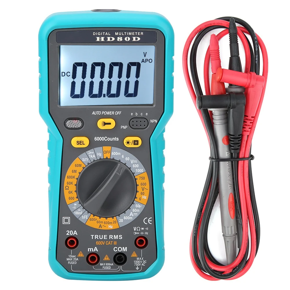 6Hz10MHz 6000 Counts Digital Multimeter ACV/DCV Electric Hand Held