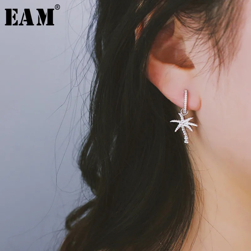 

WKOUD EAM Jewelry / 2018 New Fashion Temperament Coconut Tree 925 Silver Micro Zircon Earrings Women's Accessories S#R117810