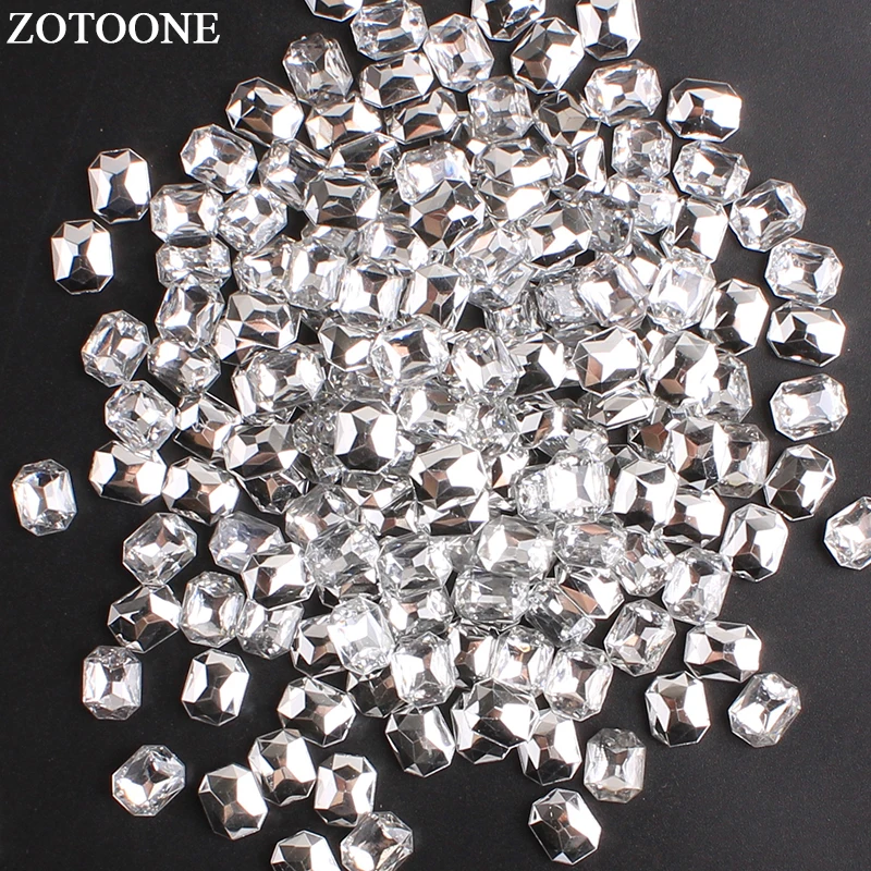 ZOTOONE Rectangle Glue On Crystals Point Acryl Rhinestones Nail Art 50 Pcs 8*10MM Applique Strass For DIY Garment Accessories E | Дом и сад