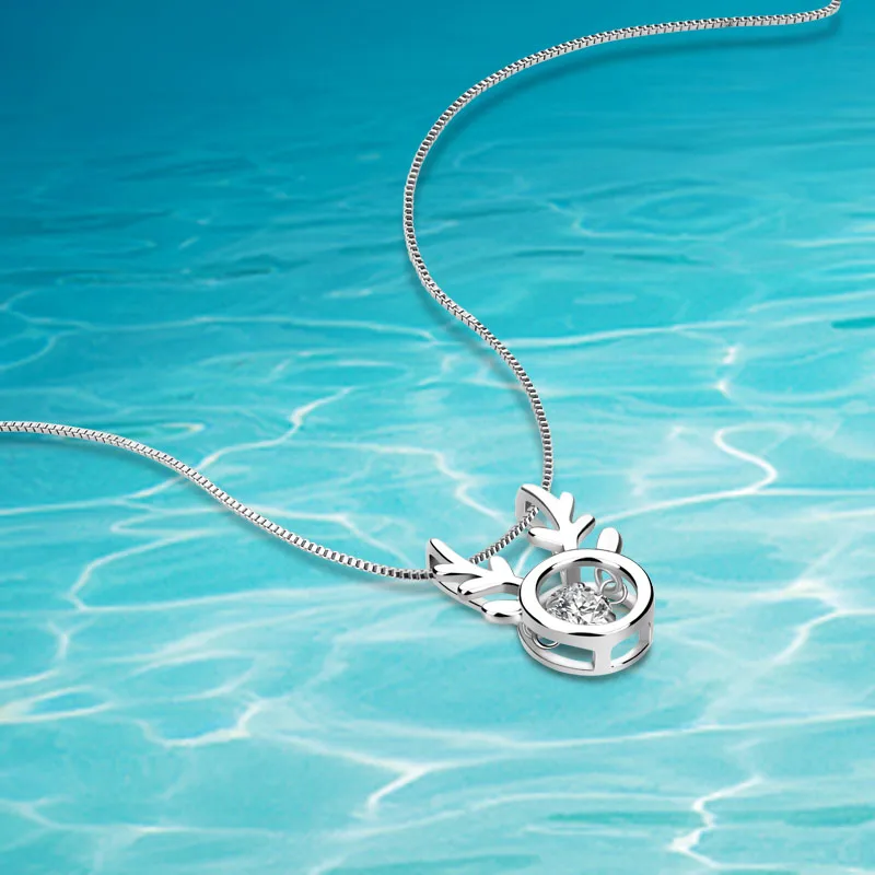 

All The Way Have You So Nice . 925 Sterling Silver Necklaces For Women, Zircon Antlers Wedding And Birthday Mrnaments Gifts