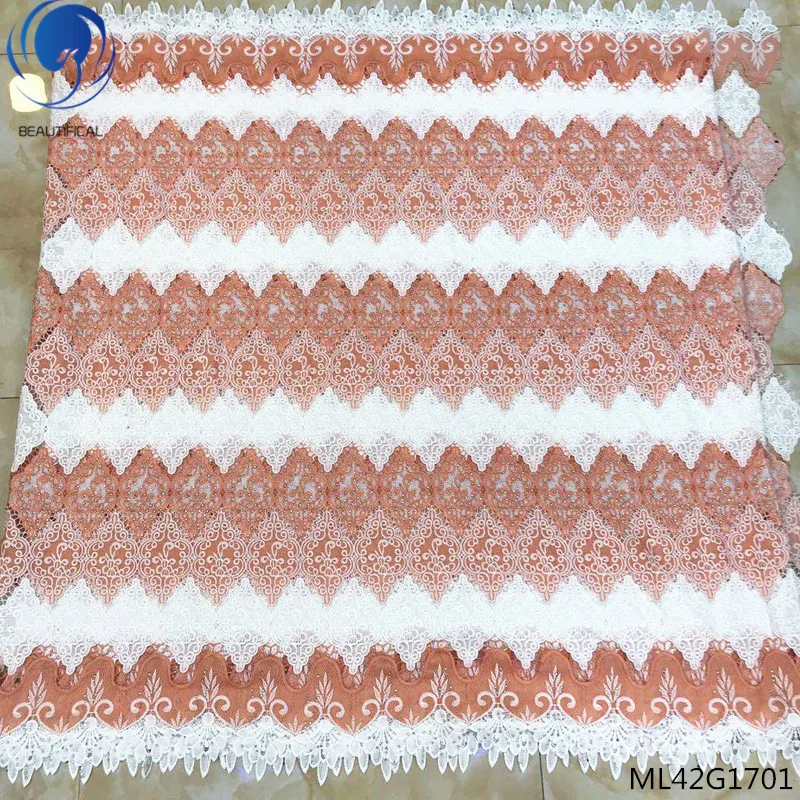 

BEAUTIFICAL african cord lace rhinestones lace fabric african pattern fabric guipure laces fabrics 5 yards/piece ML42G17