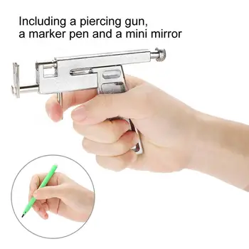 

Pro Stainless Steel Ear Piercing Gun Tool with Marker Pen Mirror High Quality Jewelry Tool For Professional Use or Home Use b