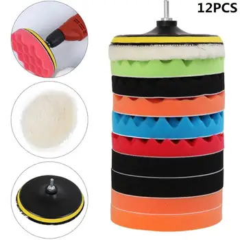 

12PCS 7 Inch Buffing Sponge Polishing Pad Self-Adhesive Disc Wool Disc Polishing Wax Sanding Pad Kit For Car Washing Tool