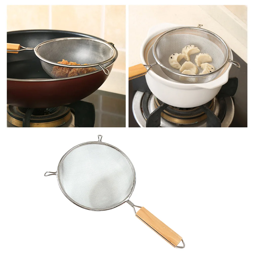 

Mesh Wooden Handle 14CM / 16CM Stainless Steel Basket Ladle Skimmer Strainer for Noodles Chips Pasta Spaetzle