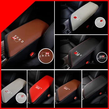 

1pc Styling Car Armrest Box Cover Leather Pad Cushion with Logo Decoration Protector Car Accessories for Toyota Camry 2018
