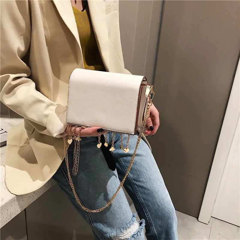 

Tassel Shoulder Bags For Women 2019 New High Quanity PU Leather Purses And Handbags Sac Female Chains Shoulder Crossbody Bags